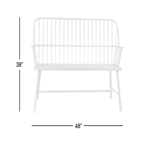White Metal Farmhouse Bench, , alternate image number null