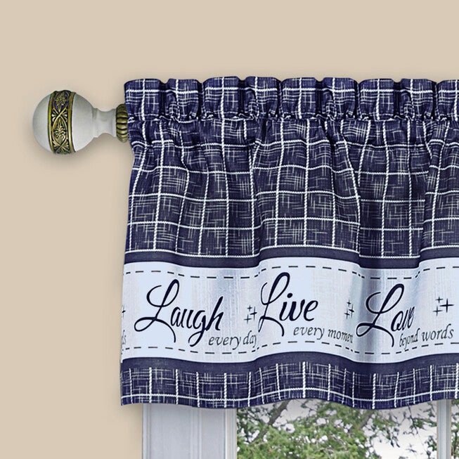 Live, Love, Laugh Window Curtain Tier Pair and Valance Set - 58x24, , alternate image number null