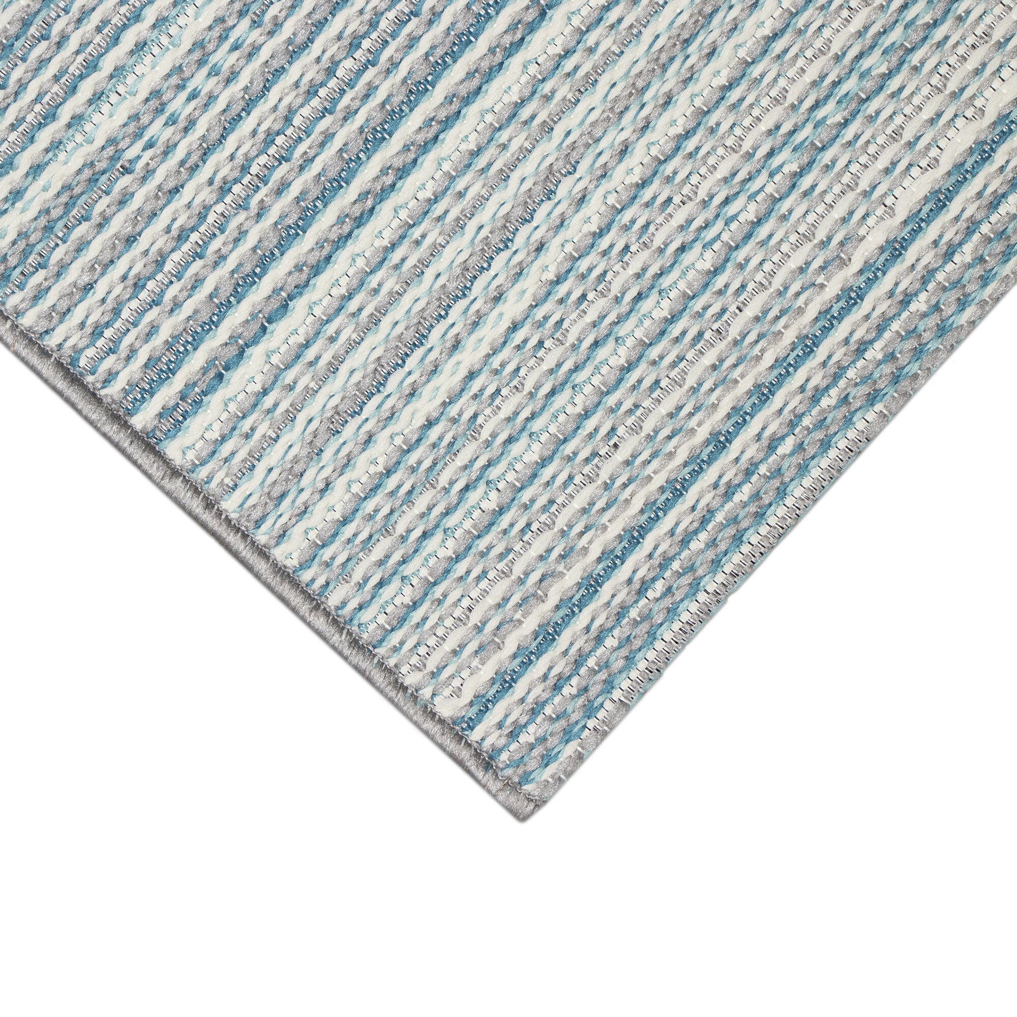 Liora Manne Miranda Tweed Stripe Indoor/Outdoor Area Rug Aqua 2' x 2 feet 10 inches, AQUA, alternate image number 3