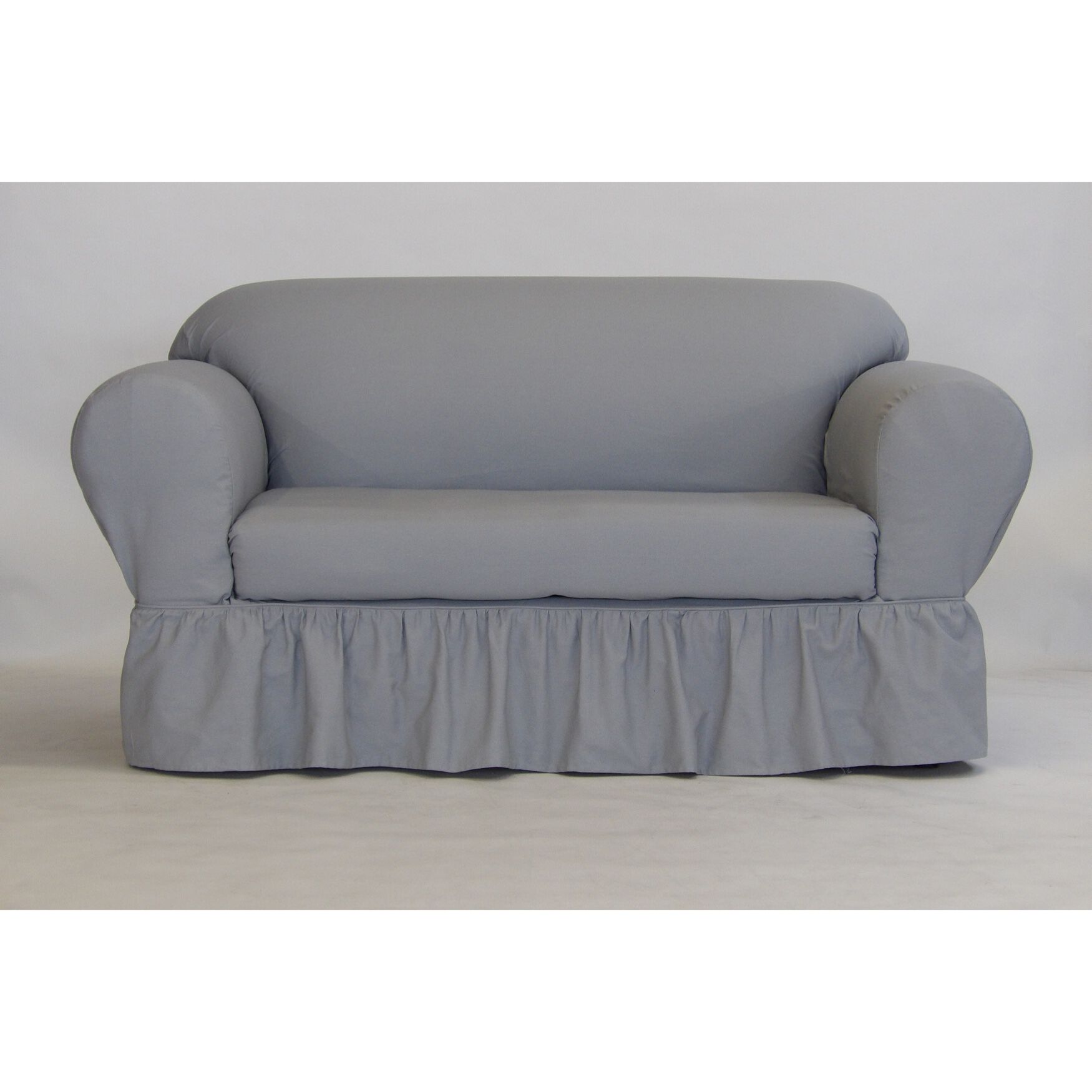 Ruffled 2-Pc. Slipcover, GRAY, hi-res image number 0