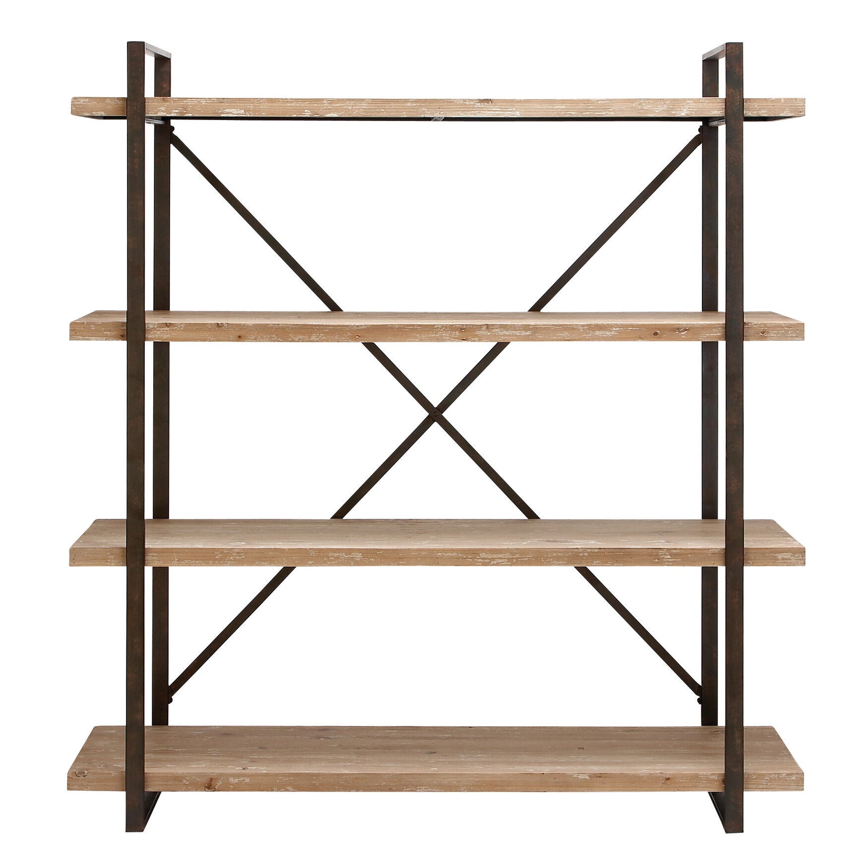 Brown Wood Industrial Shelving Unit, 67 inches x 47 inches x 14 inches, WHITE, hi-res image number 0