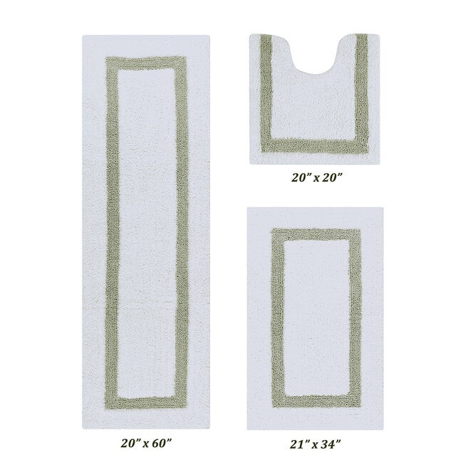 Hotel Collection 100% Cotton 3 Piece (20 inches X 20 inches | 21 inches X 34 inches | 20 inches X 60 inches) Bath Rug Set, WHITE SAGE, hi-res image number 0