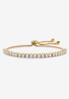 Gold-Plated Bolo Bracelet, Simulated Birthstone 9.25" Adjustable