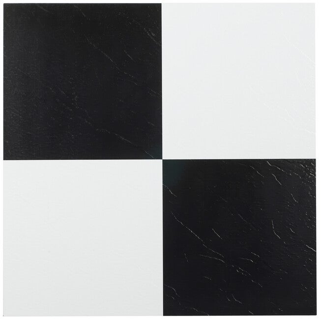 Sterling 12 inches x 12 inches Self Adhesive Vinyl Floor Tile, BLACK WHITE, hi-res image number 0