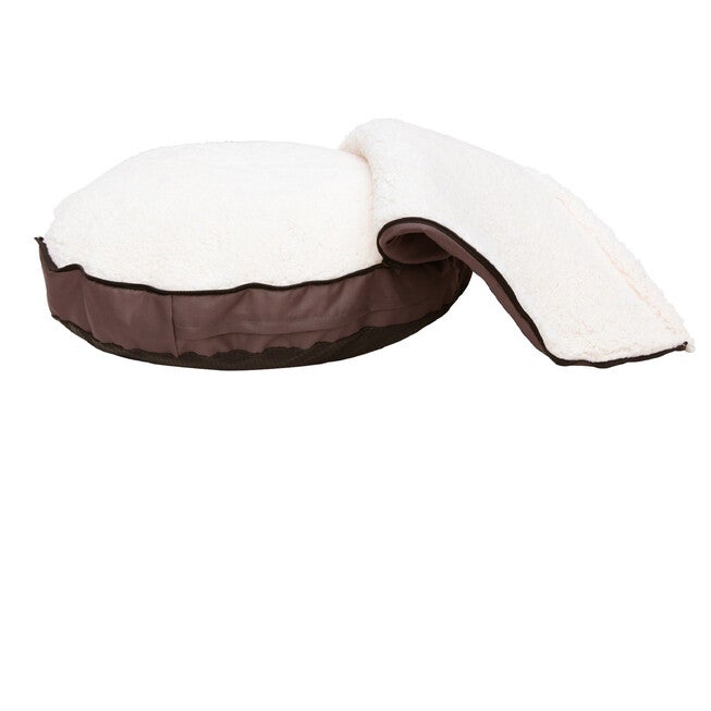 Happycare Tex Durable Oxford to Sherpa Pet Cave and Round Pet Bed, 25 inches, with Removable top and Insert, Coffee, , alternate image number null