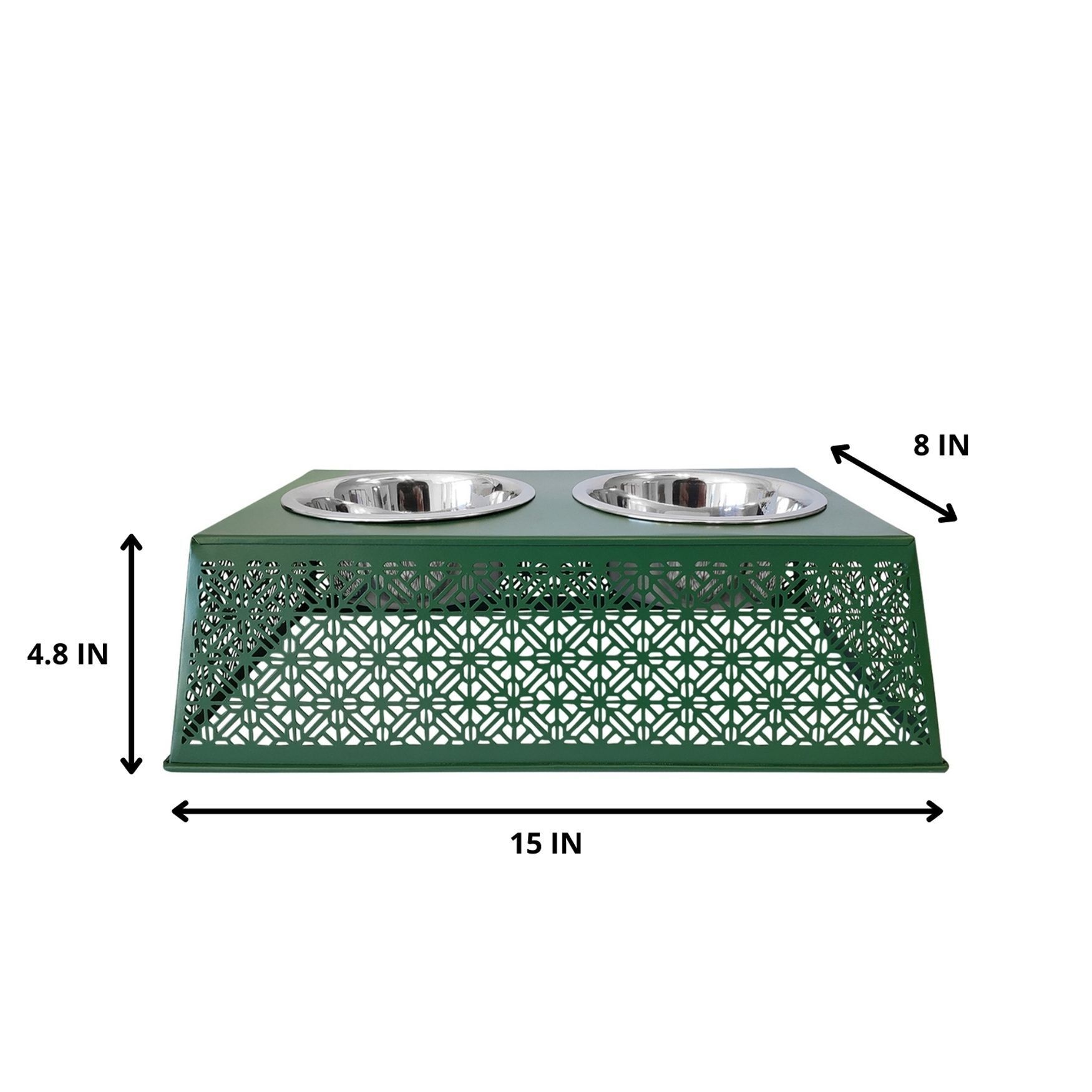 Dark Green Raised Pet Dog Feeder with Bowls, , alternate image number 3