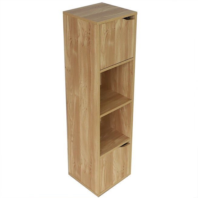 Home Basics 4 Cube Wood Storage Shelf with Doors, NATURAL, hi-res image number null