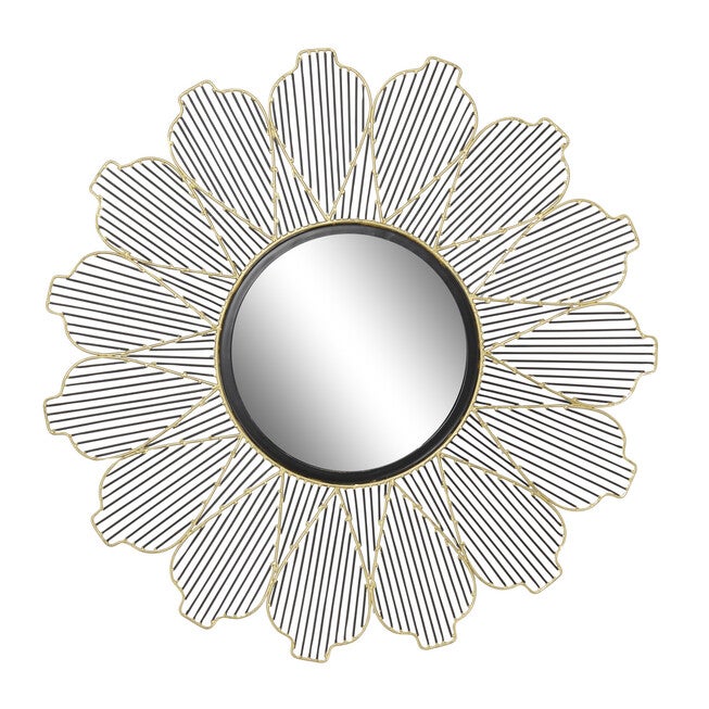 Black Contemporary Metal Wall Mirror, BLACK, hi-res image number null