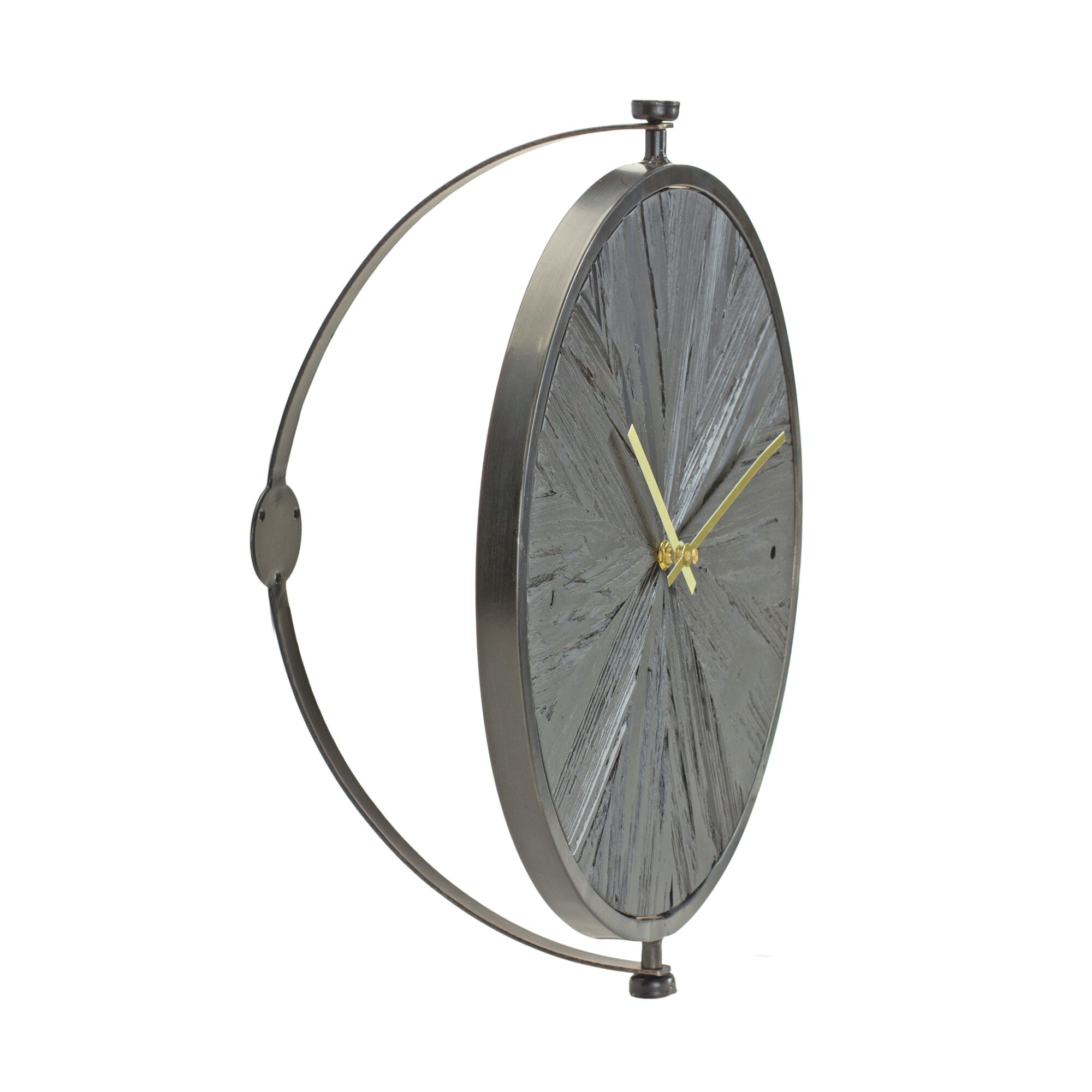 Wall Clock 16.25 inchesD Wood/Iron 1 AA Battery, Not Included, BLACK, alternate image number 1
