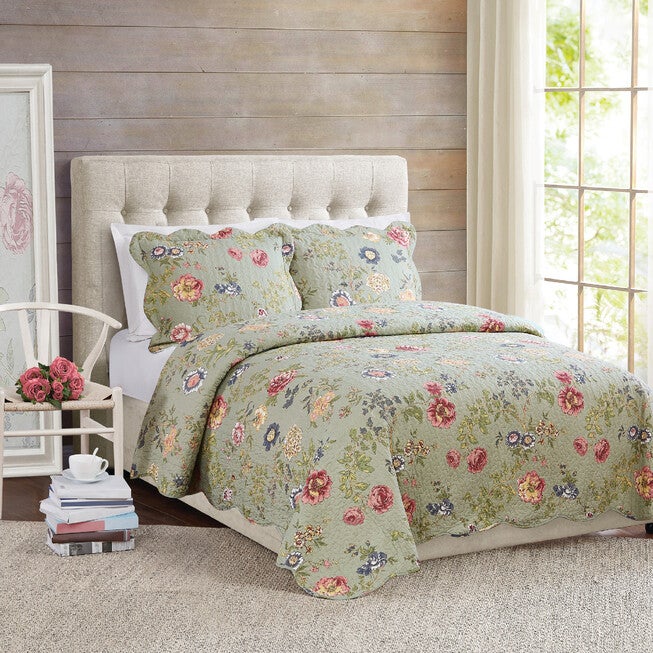Edens Garden Twin Quilt with Pillow Sham, MULTI, hi-res image number null