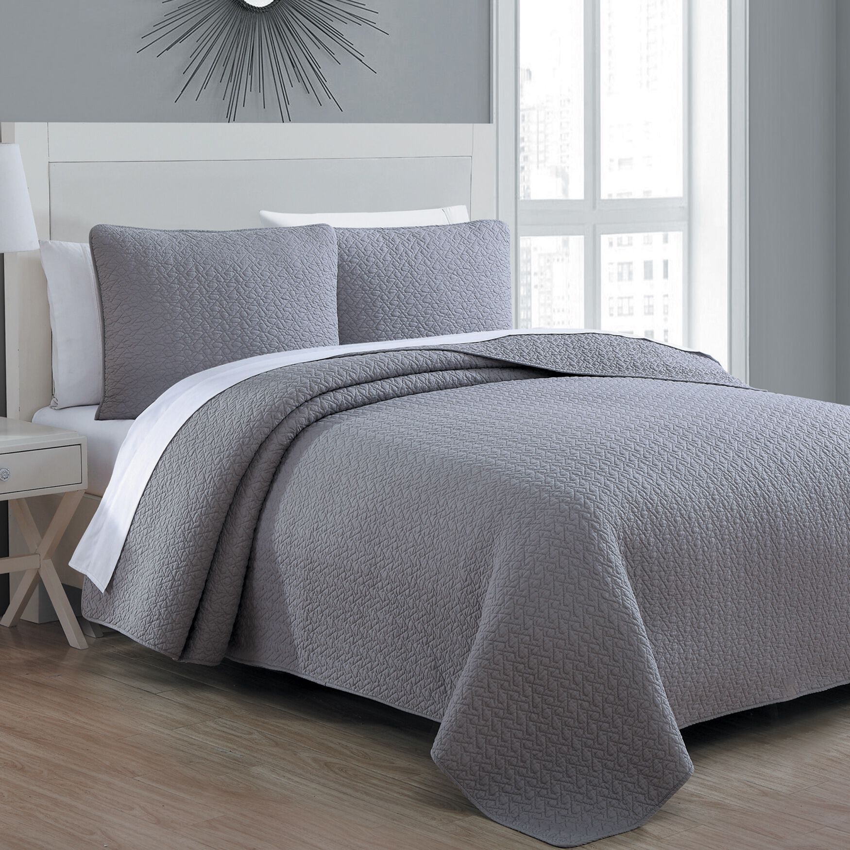 Estate Collection Tristan Quilt Set, DOVE GREY, hi-res image number 0