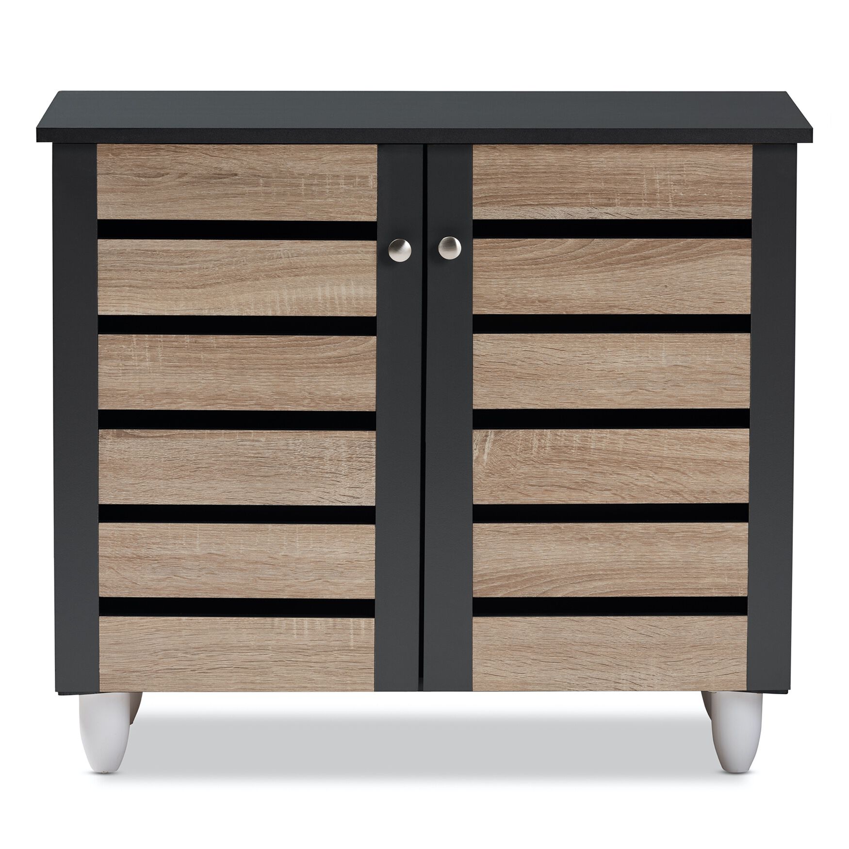 Gisela Modern and Contemporary Two-Tone Oak and Dark Gray 2-Door Shoe Storage Cabinet, , alternate image number 8