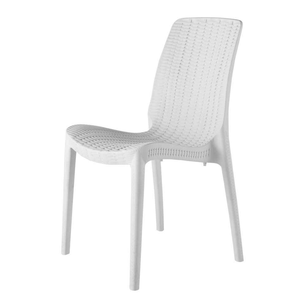 Set of 4 Rue Stackable Outdoor Dining Chairs, WHITE, on-hover image number 1