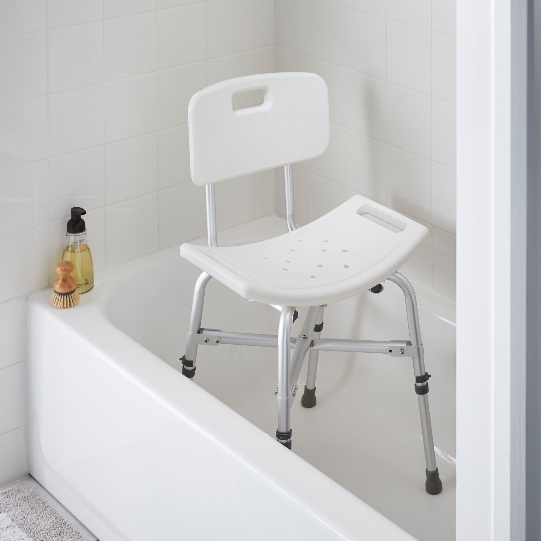 500 lbs. Weight Capacity Deluxe Bath Bench, WHITE, hi-res image number 0