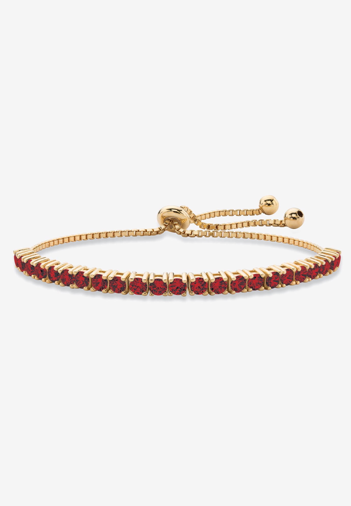 Gold-Plated Bolo Bracelet, Simulated Birthstone 9.25 inches Adjustable, JANUARY, hi-res image number 0