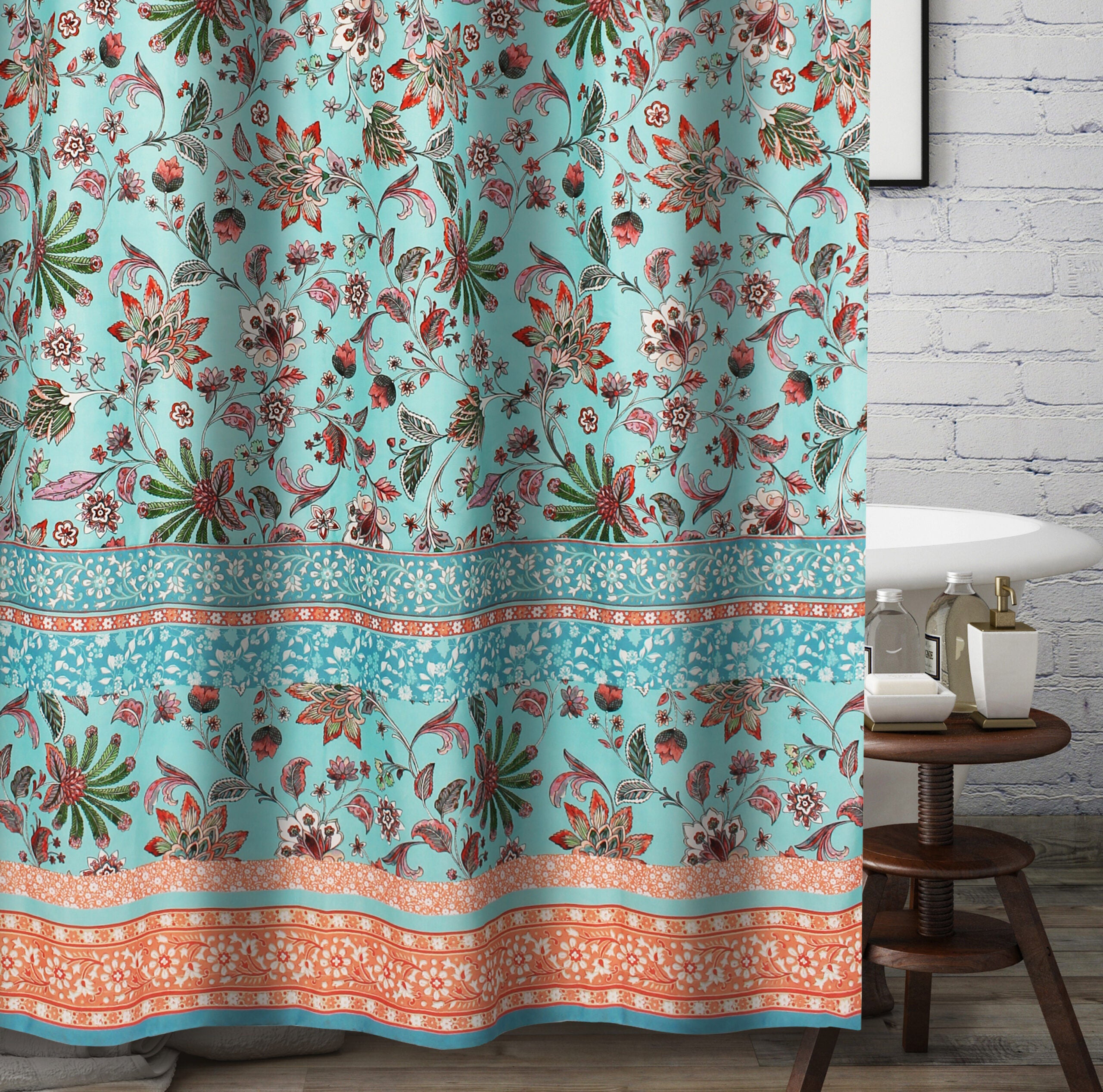 Audrey Bath and Shower Curtain, TURQUOISE, hi-res image number 0