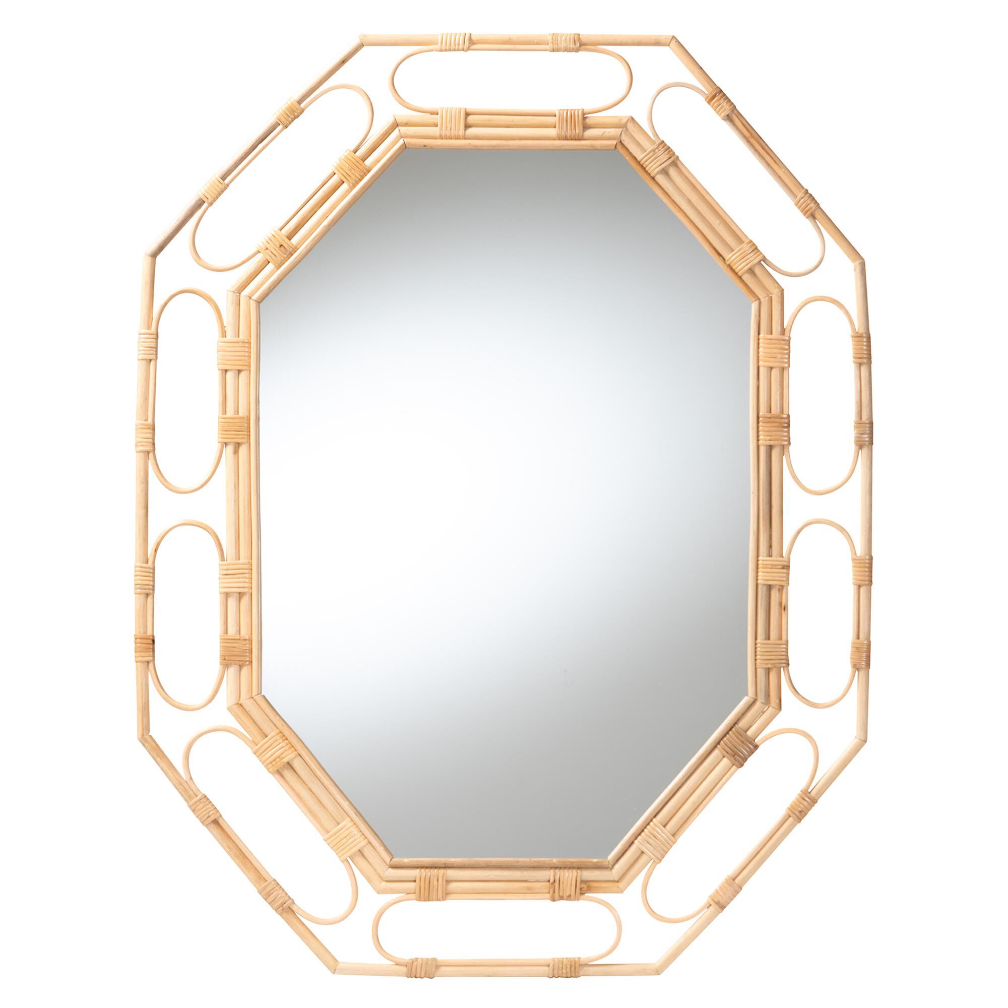 Remedy Octagonal Natural Rattan Wall Mirror, NATURAL, alternate image number 1