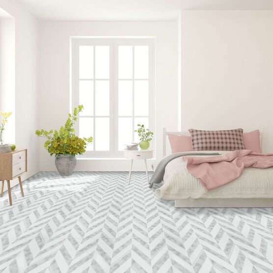 Retro 12x12 Self Adhesive Vinyl Floor Tile - Chevron - 20 Tiles/20 sq. ft., , on-hover image number null