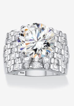 Platinum over Sterling Silver Round Ring Cubic Zirconia (9 cttw TDW)
