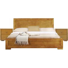 Trent Wooden Platform Bed in Black, Queen with 2 Nightstands