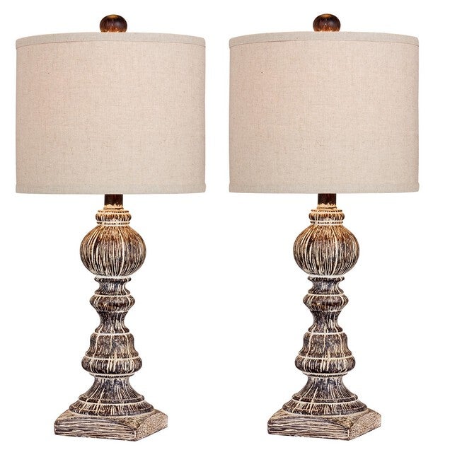 Cottage Antique Brown Resin 26 inches Table Lamp, Set 2, BROWN, hi-res image number null
