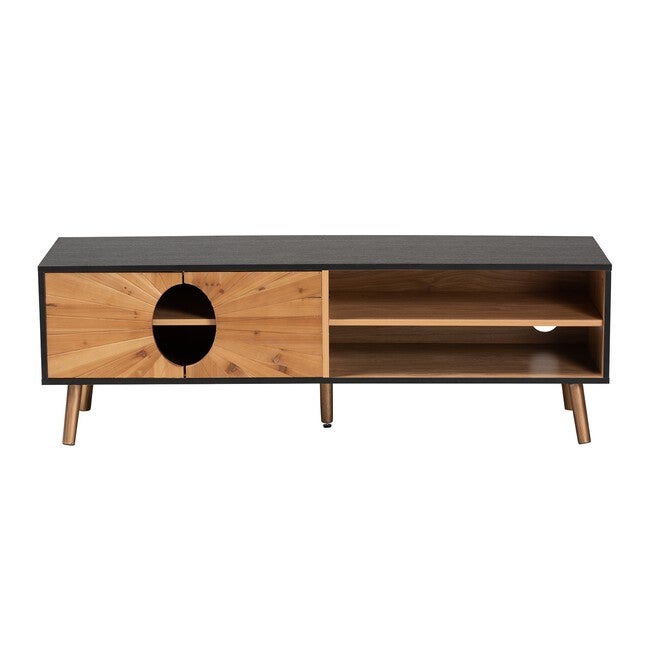 Chester Modern And Contemporary Two-Tone Dark And Natural Brown Finished Wood Tv Stand, , alternate image number null