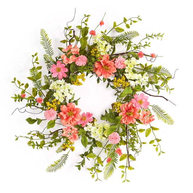 Cosmos Berry Wreath 27 inchesD, PINK, hi-res image number 0