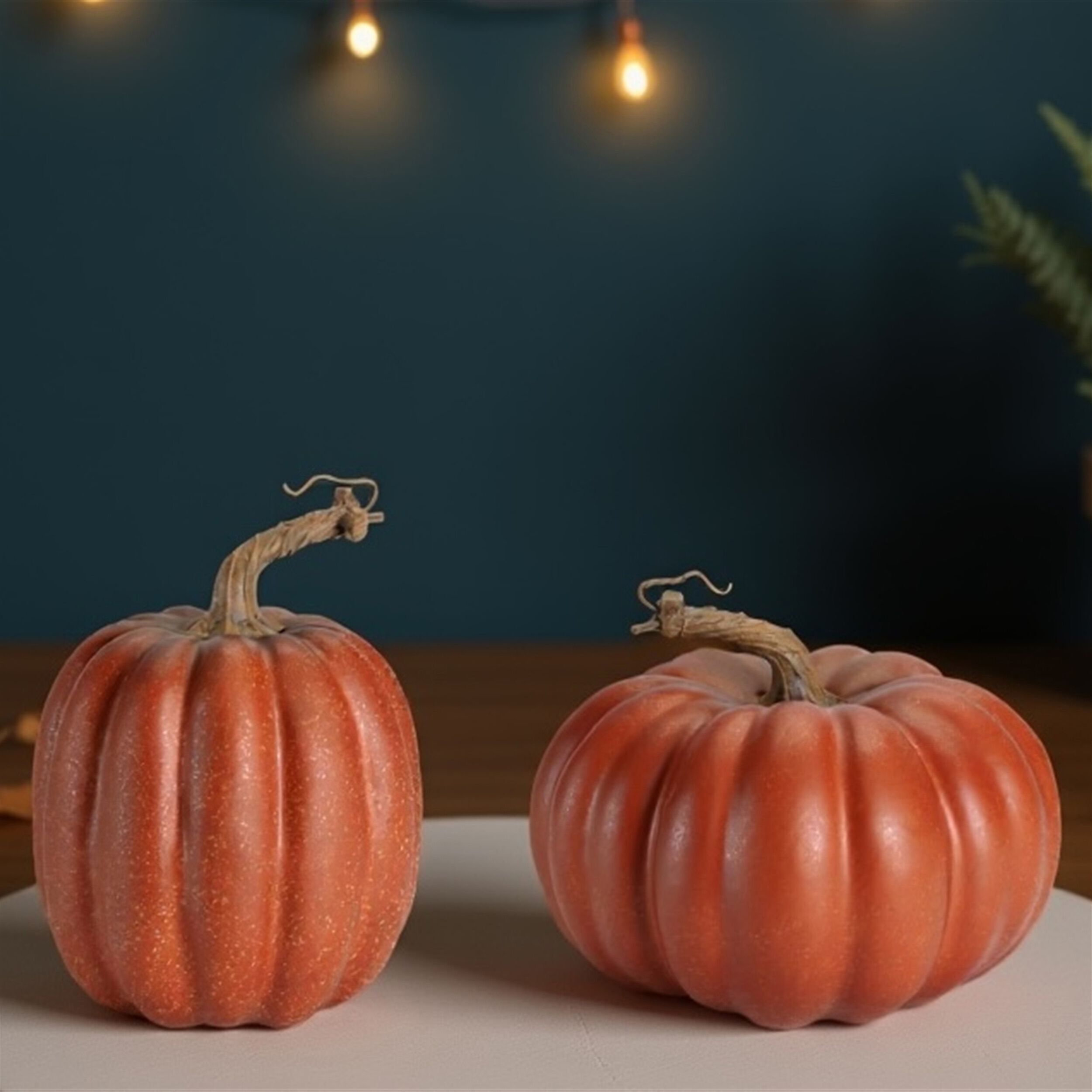 Rustic Ribbed Decorative Pumpkins (Set of 2), ORANGE, alternate image number 1