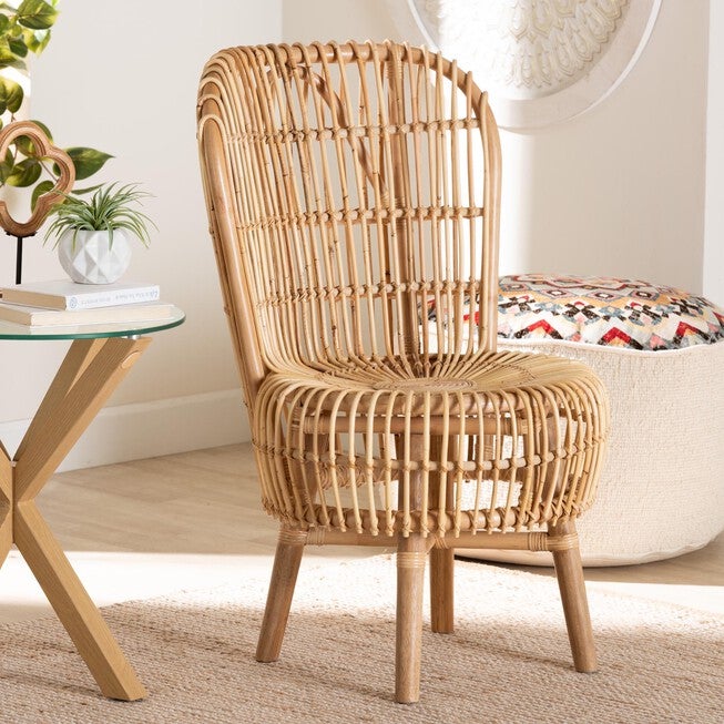 Nagoya Modern Bohemian Natural Rattan Tall Lounge Chair, , alternate image number 7