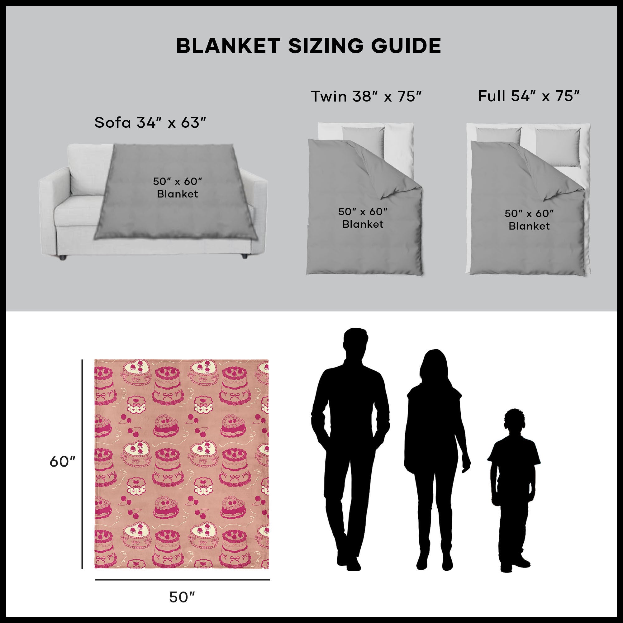 Valentine's Day V-Day Cakes Silk Touch Sherpa Throw Blanket 50x60 Inches, VDAY CAKES, alternate image number 5