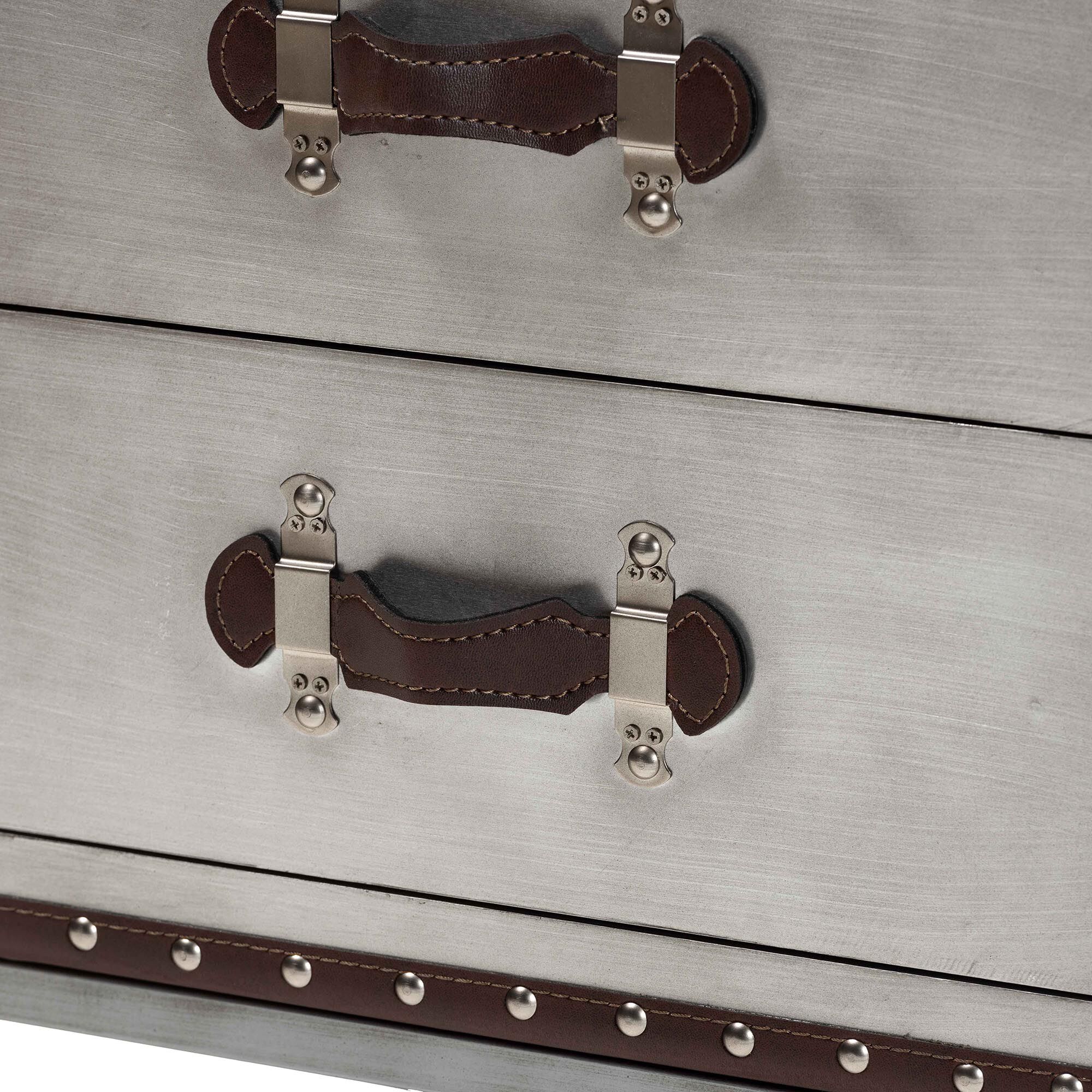 Jacey Vintage Silver Metal 2-Drawer End Table, SILVER, alternate image number 6