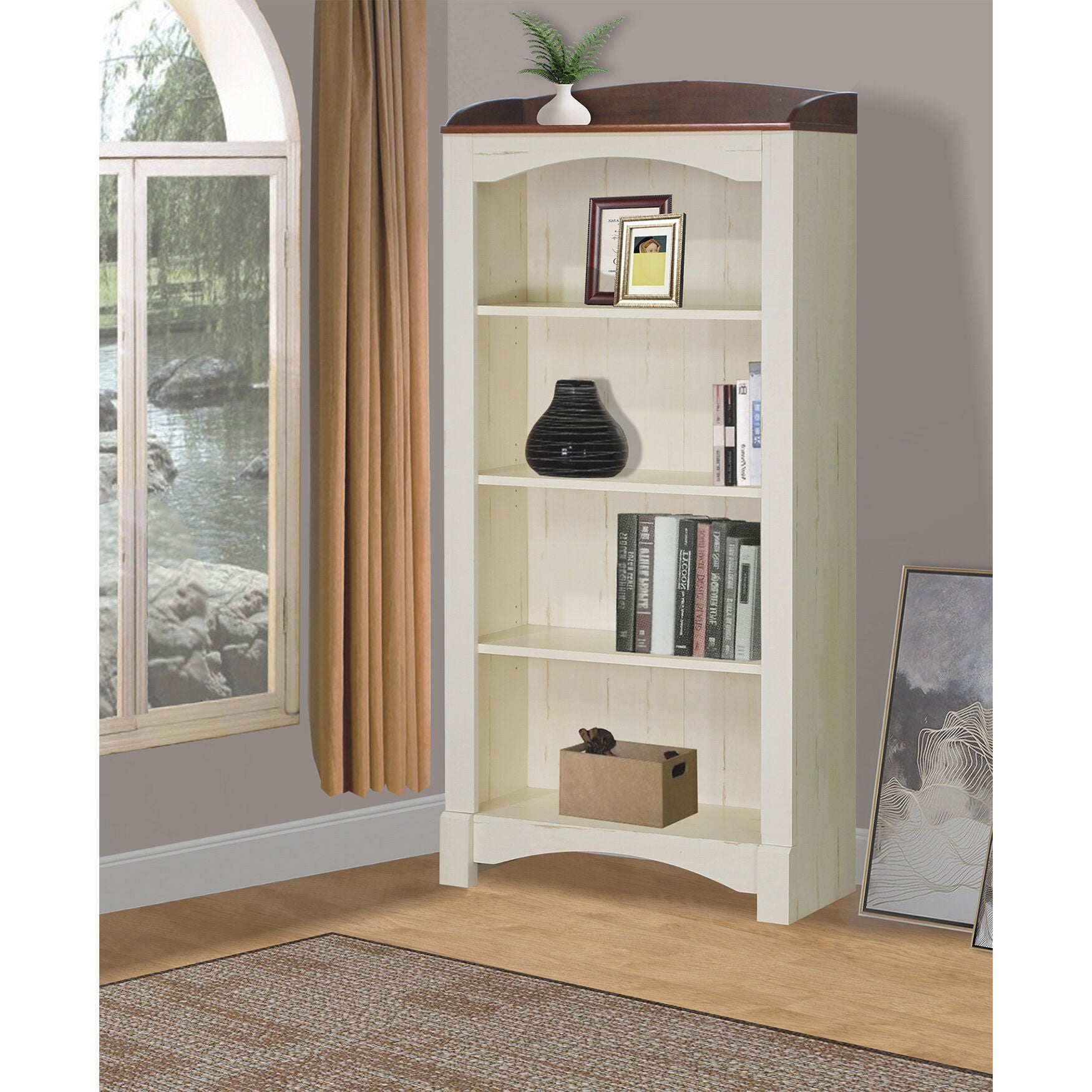 Hawksbury 4-Shelf Bookcase Bookcase, , alternate image number 6