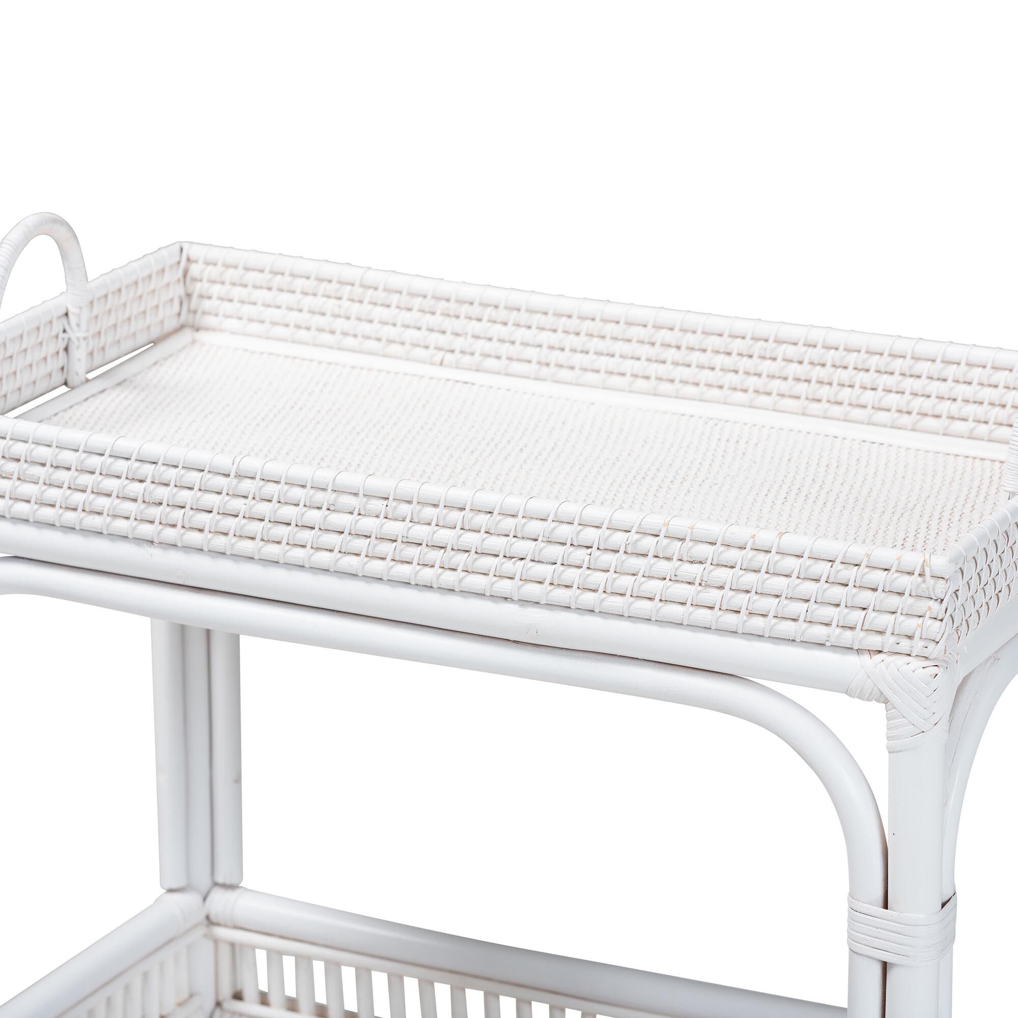 Lombok Natural Rattan Wine Cart, WHITE, alternate image number 4