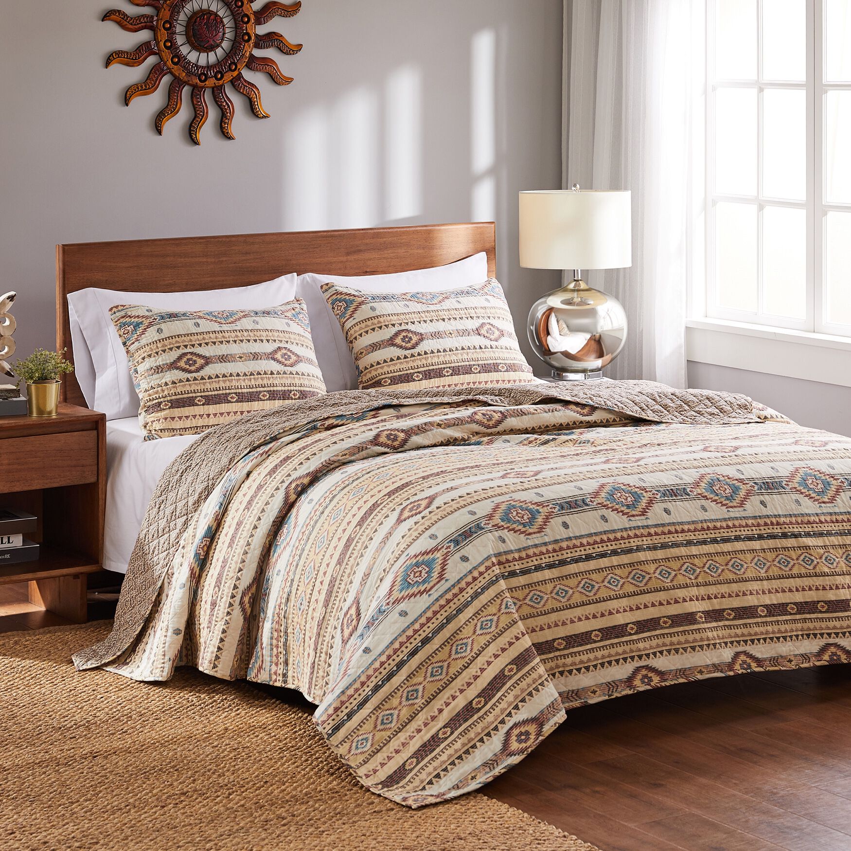 Phoenix Tan Quilt Set , , on-hover image number 1