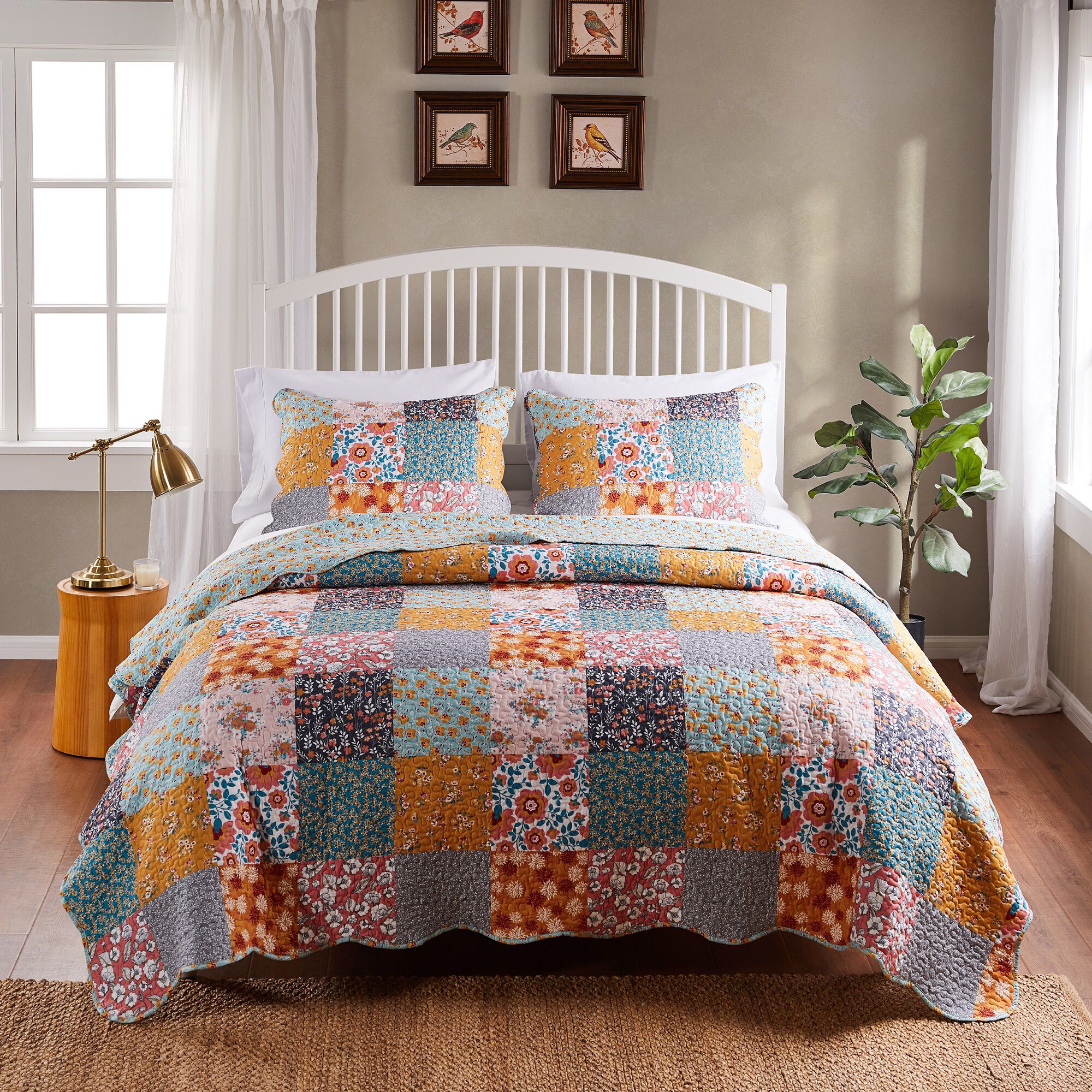 Carlie Calico Patchwork Cotton Quilt Set, CALICO PATCHES, alternate image number 5