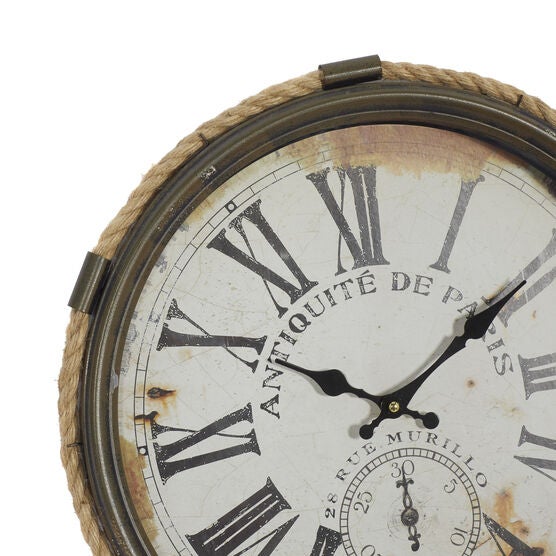White Coastal Metal Wall Clock, , alternate image number null