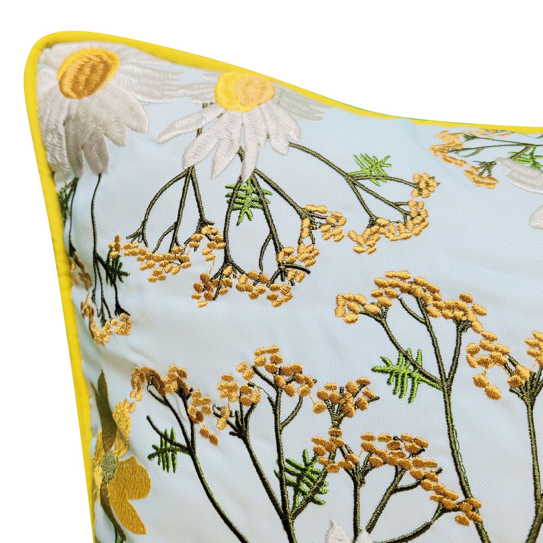 Indoor/Outdoor Floral Print With Allover Embroidery Decorative Throw Pillow 20X20, Black Multi, , on-hover image number 1