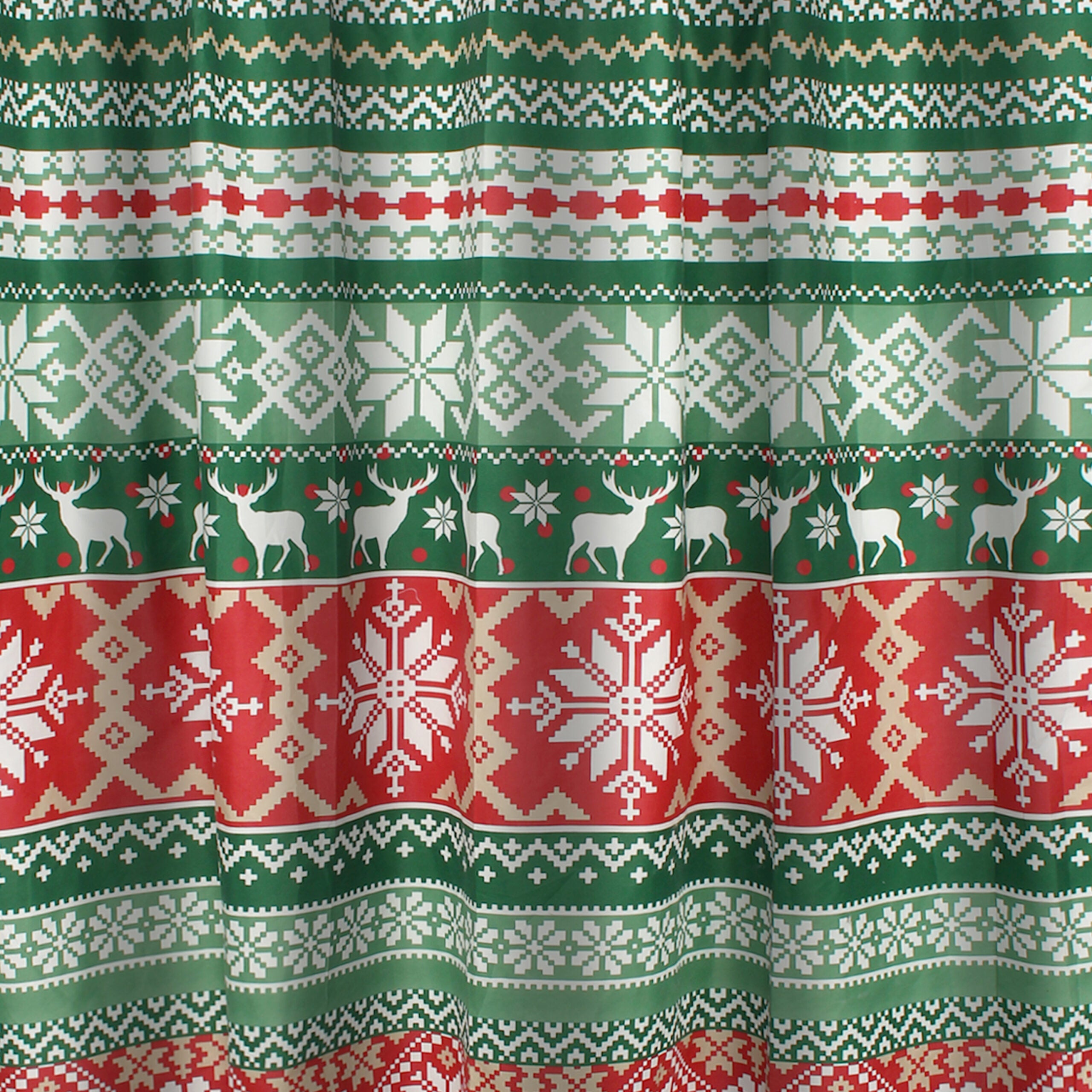 Fair Isle Bath and Shower Curtain, RED, alternate image number 3