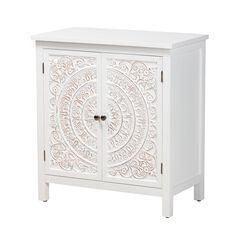 Yelena Classic And Traditional White Finished Wood 2-Door Storage Cabinet