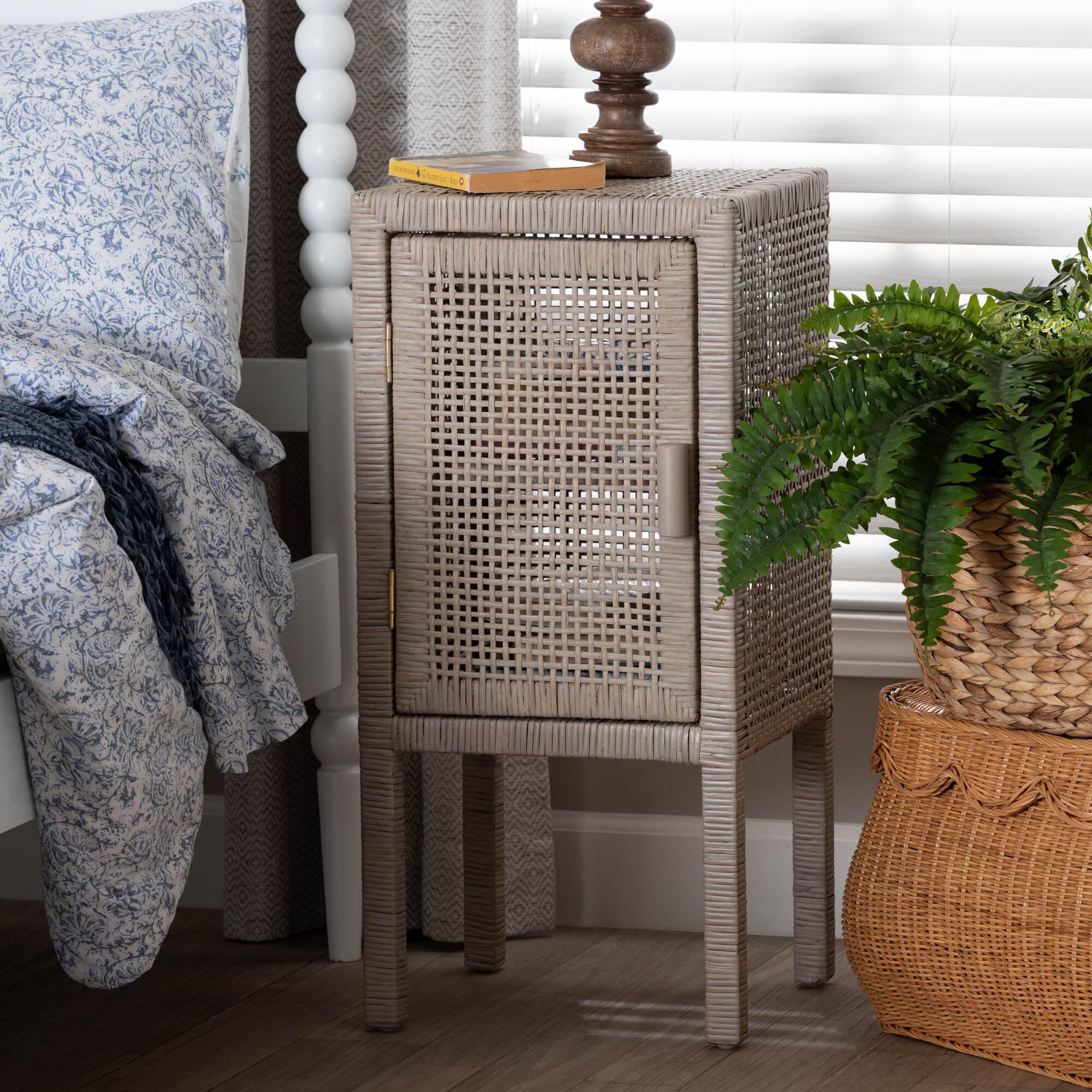 Vivan Natural Rattan Nightstand, GREY, hi-res image number 0
