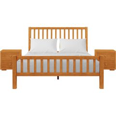 Hampton Wooden Platform Bed in Black, Queen with 2 Nightstands