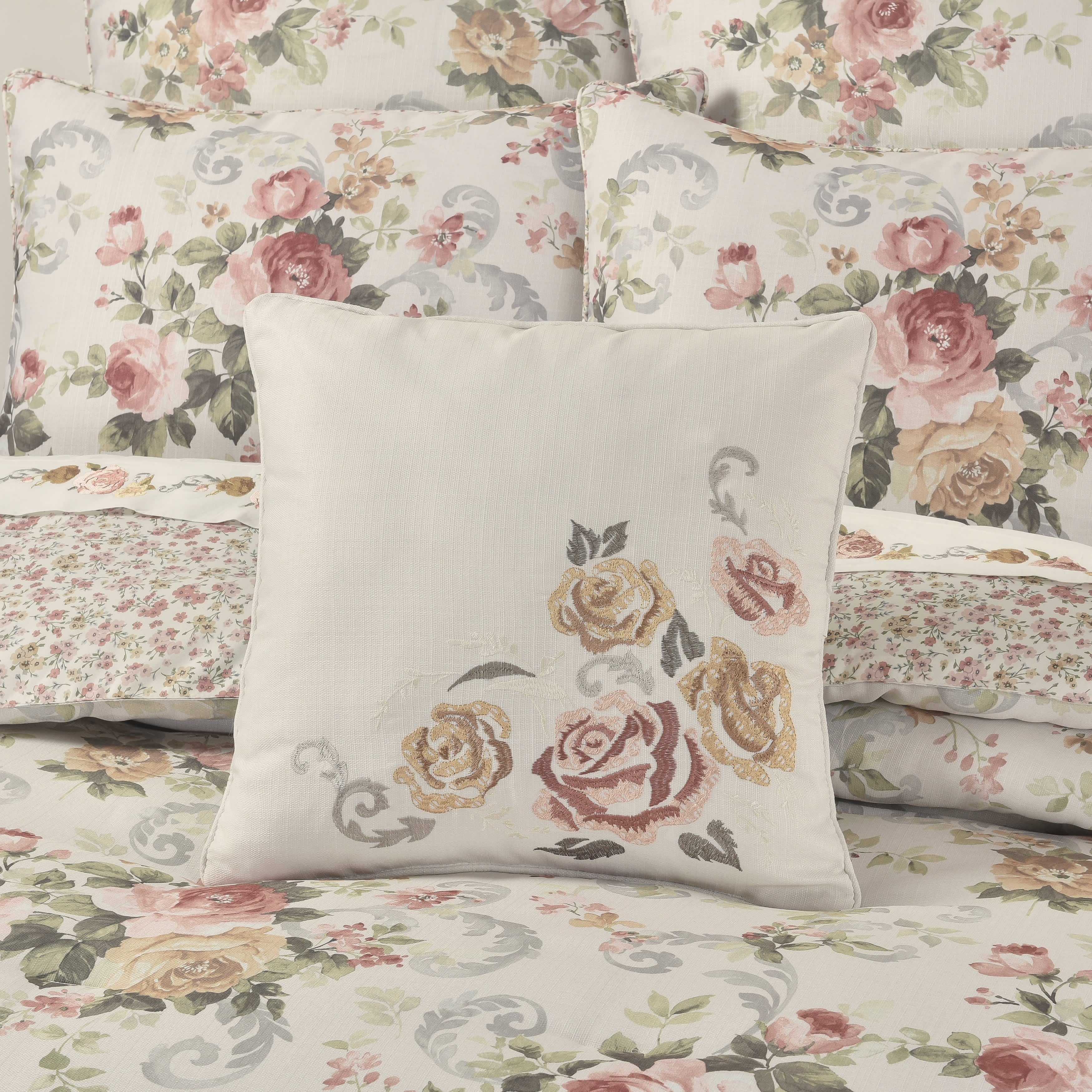 Chablis 16 Inch Square Decorative Throw Pillow, IVORY, alternate image number null