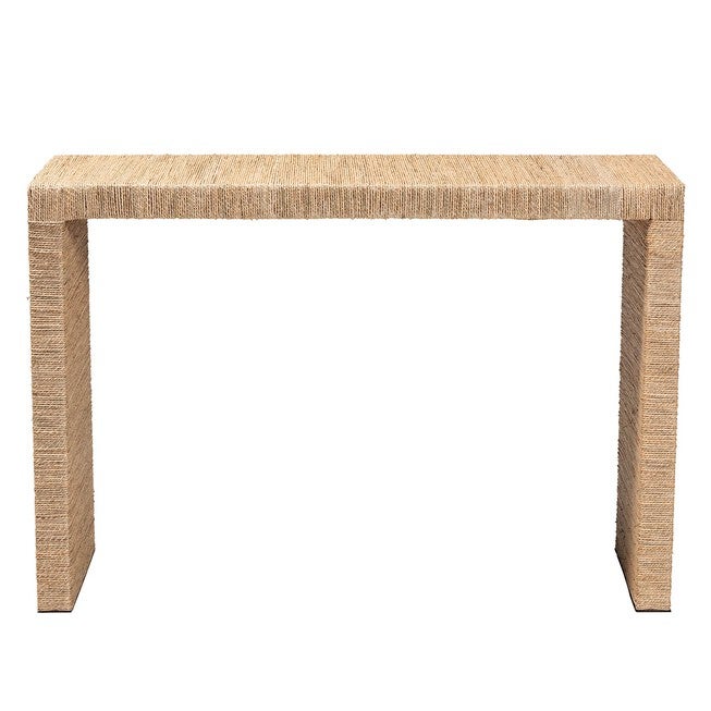 Colandra Modern Bohemian Natural Brown Seagrass And Wood Console Table, , on-hover image number null