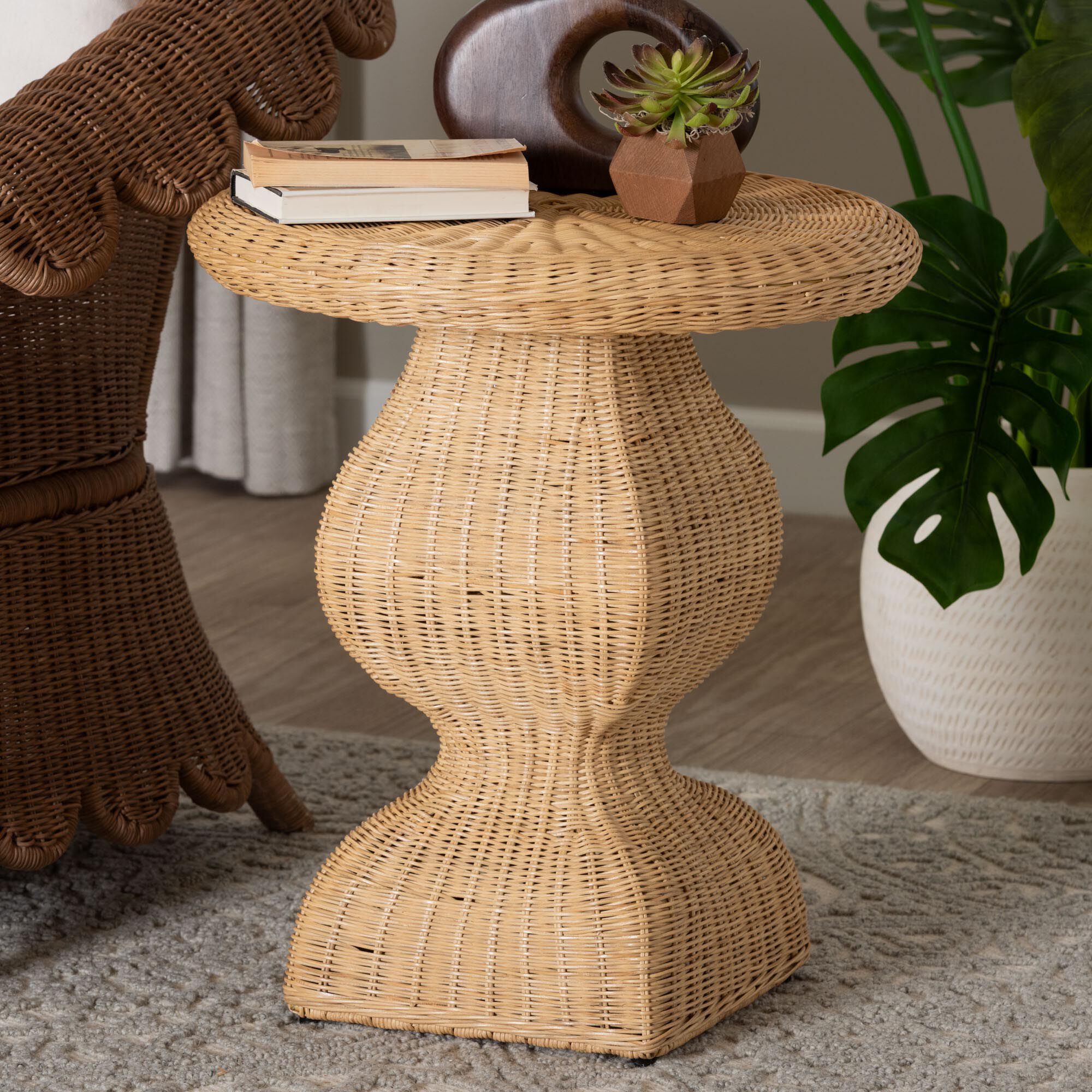 Hideo Natural Rattan End Table, NATURAL, hi-res image number 0