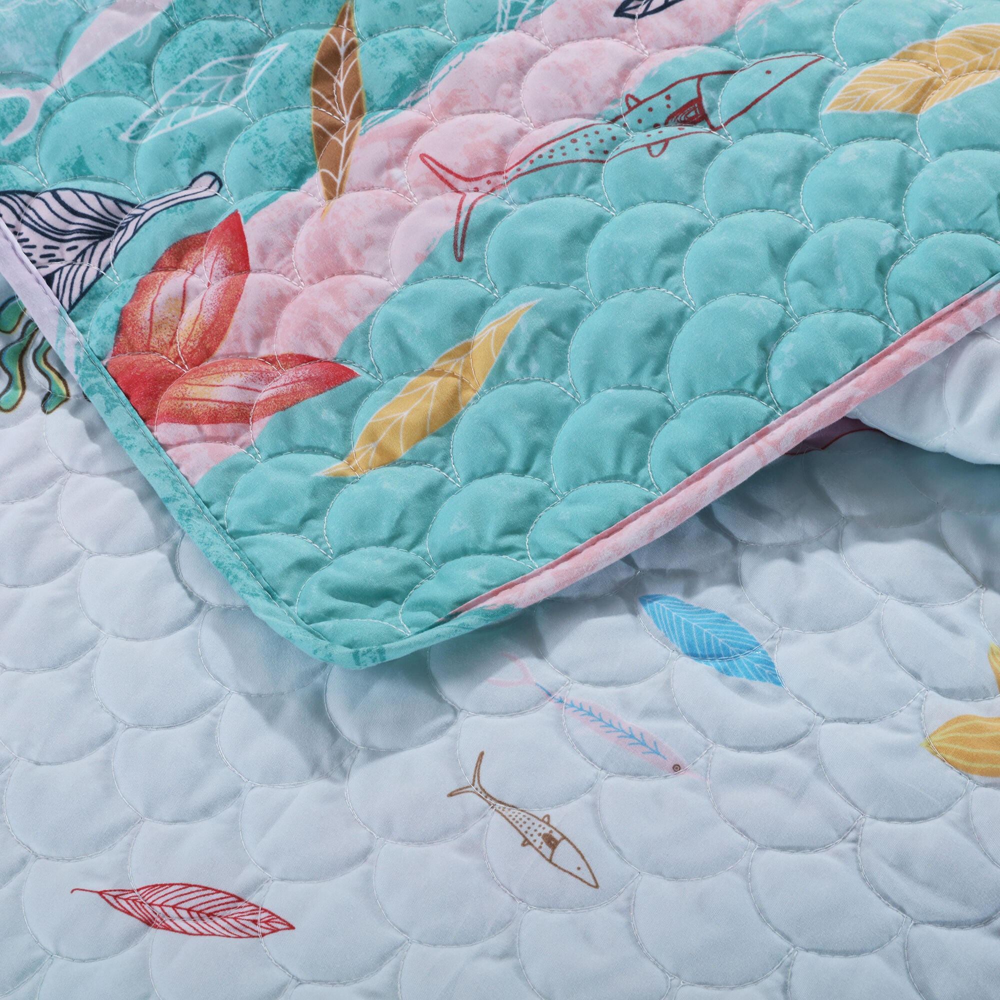 Mermaid Novelty Quilted Throw Blanket, MULTI, alternate image number 3