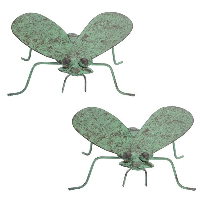 Iron Metal Bumble Bee Garden Accent (Set of 2), GREEN/BLACK, alternate image number 2