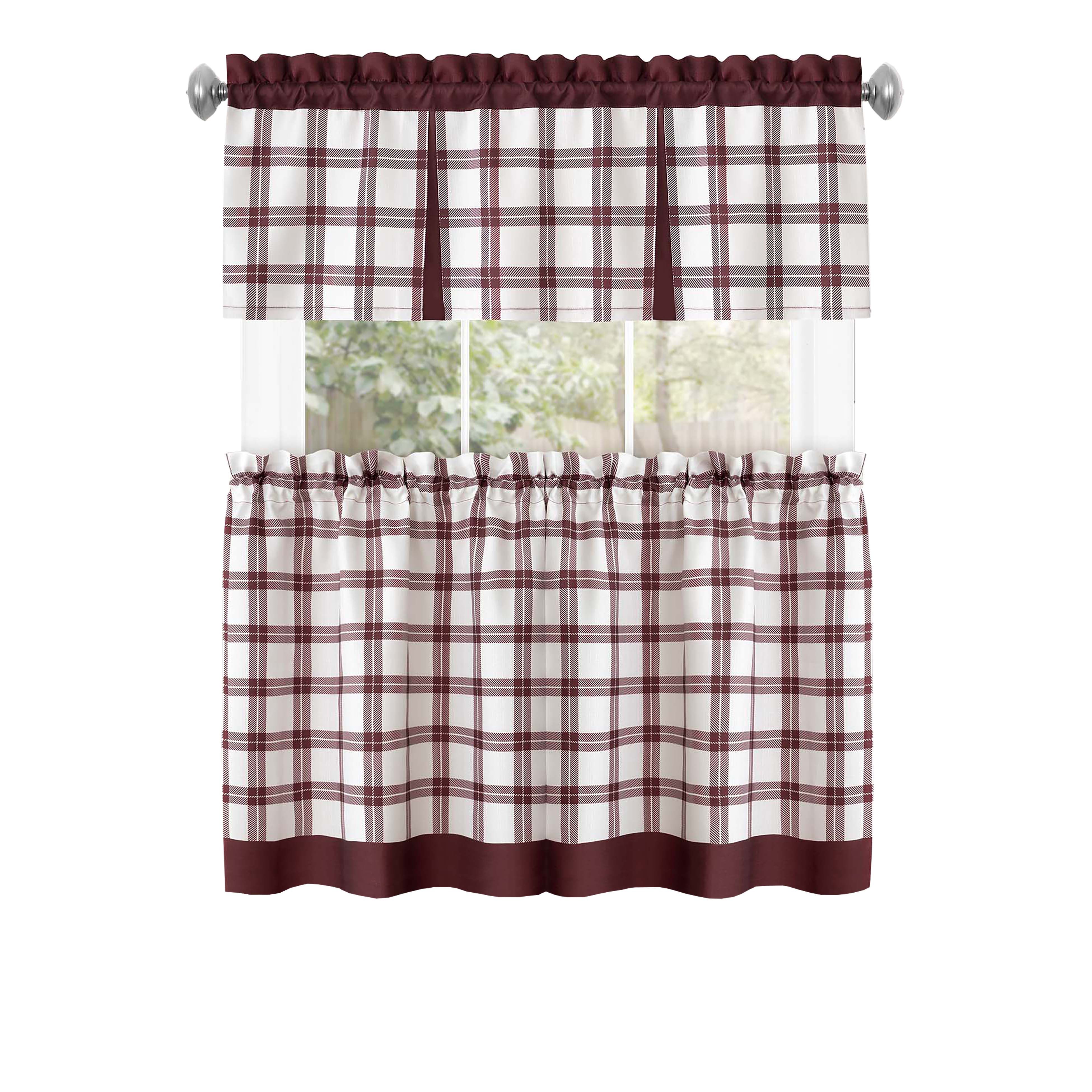 Tate Tier and Valance Window Curtain Set, BURGUNDY, alternate image number 2