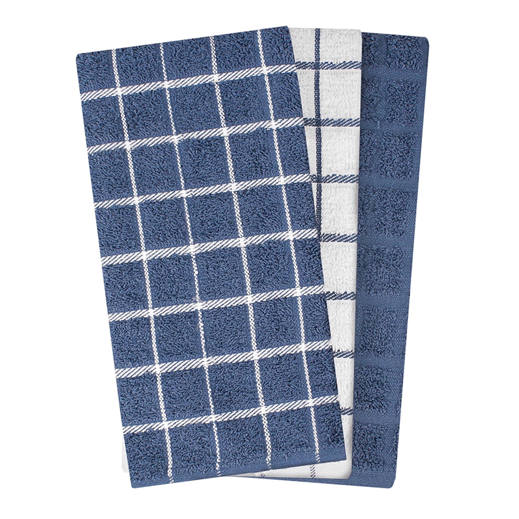 Terry Kitchen Towels, Set Of 3, FEDERAL BLUE, hi-res image number 0