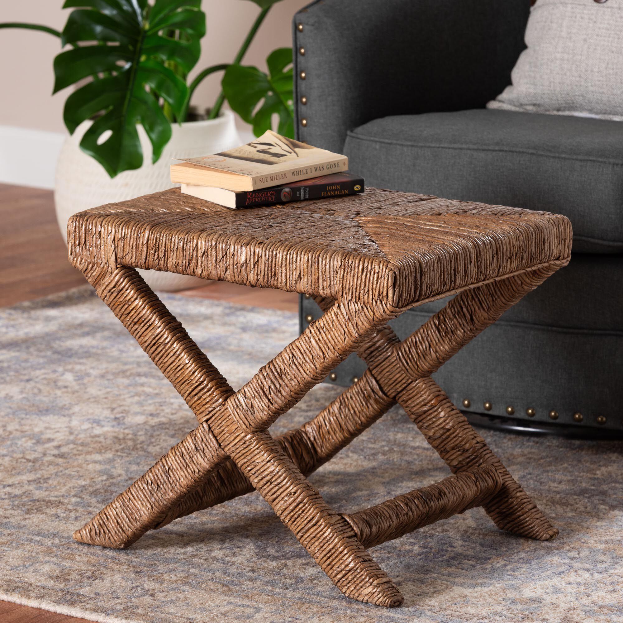 Alda Woven Seagrass Ottoman, NATURAL, hi-res image number 0