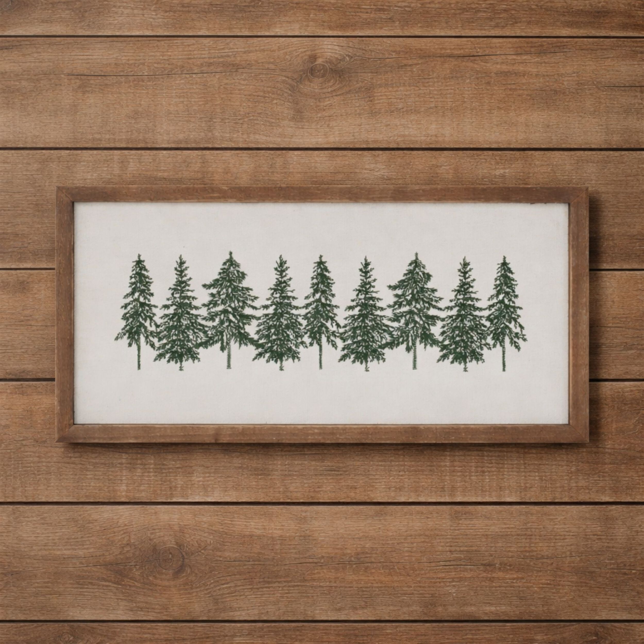 Embroidered Pine Tree Wall Art 16 inchesL, BROWN GREEN, alternate image number 3